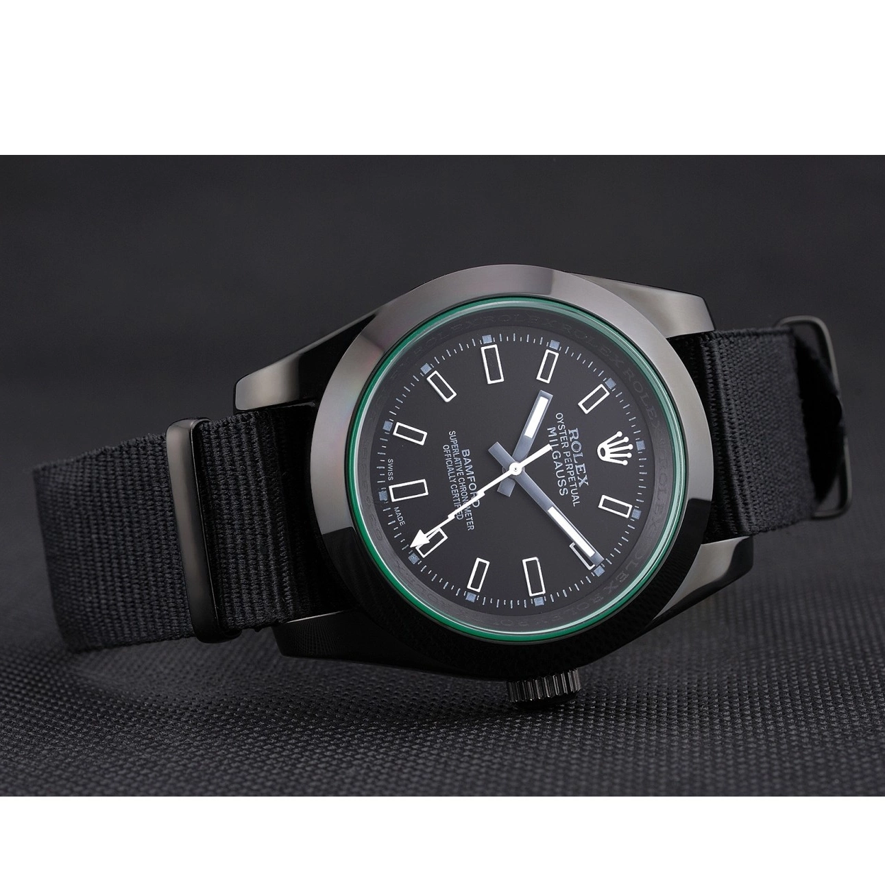 Rolex aaa copy 622001 Strap Milgauss Bamford Rolex Nylon Black 0823